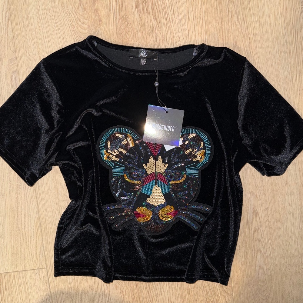 MISSGUIDED Velvet Top - Picture 2 of 3